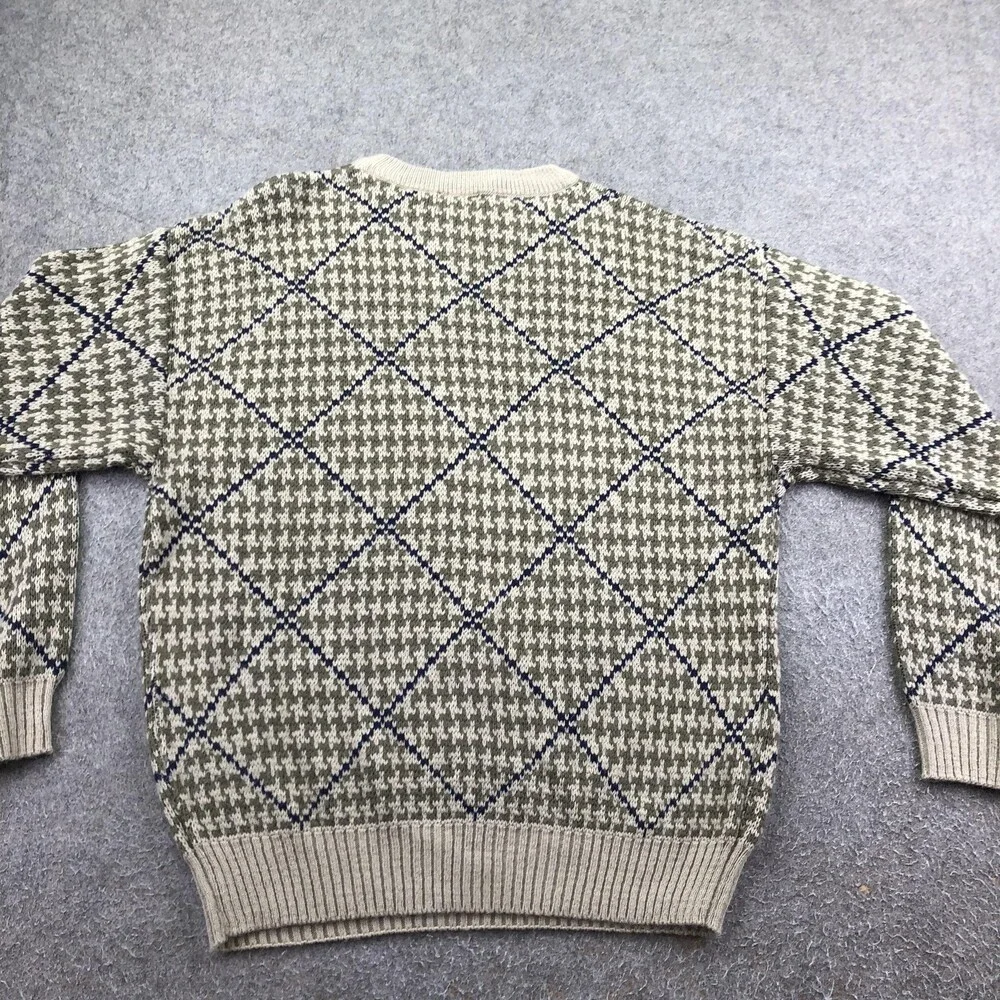 Vintage Trading Company Sweater Mens XL Green Argyle Crewneck Pullover Korea